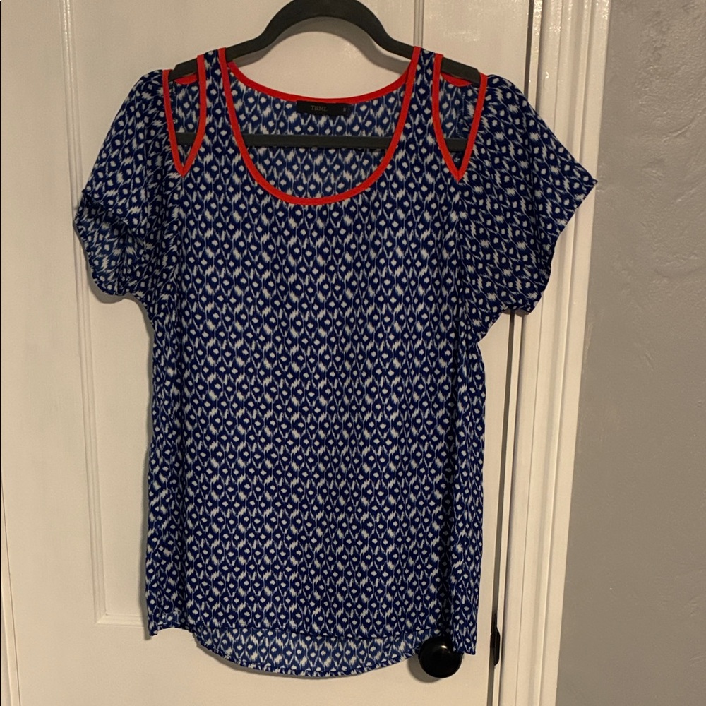 THML Blue and Red Patterned Blouse